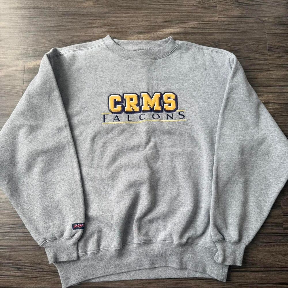 Vintage 00s Jansport grey CRMS falcons College crewneck sweatshirt Size Medium